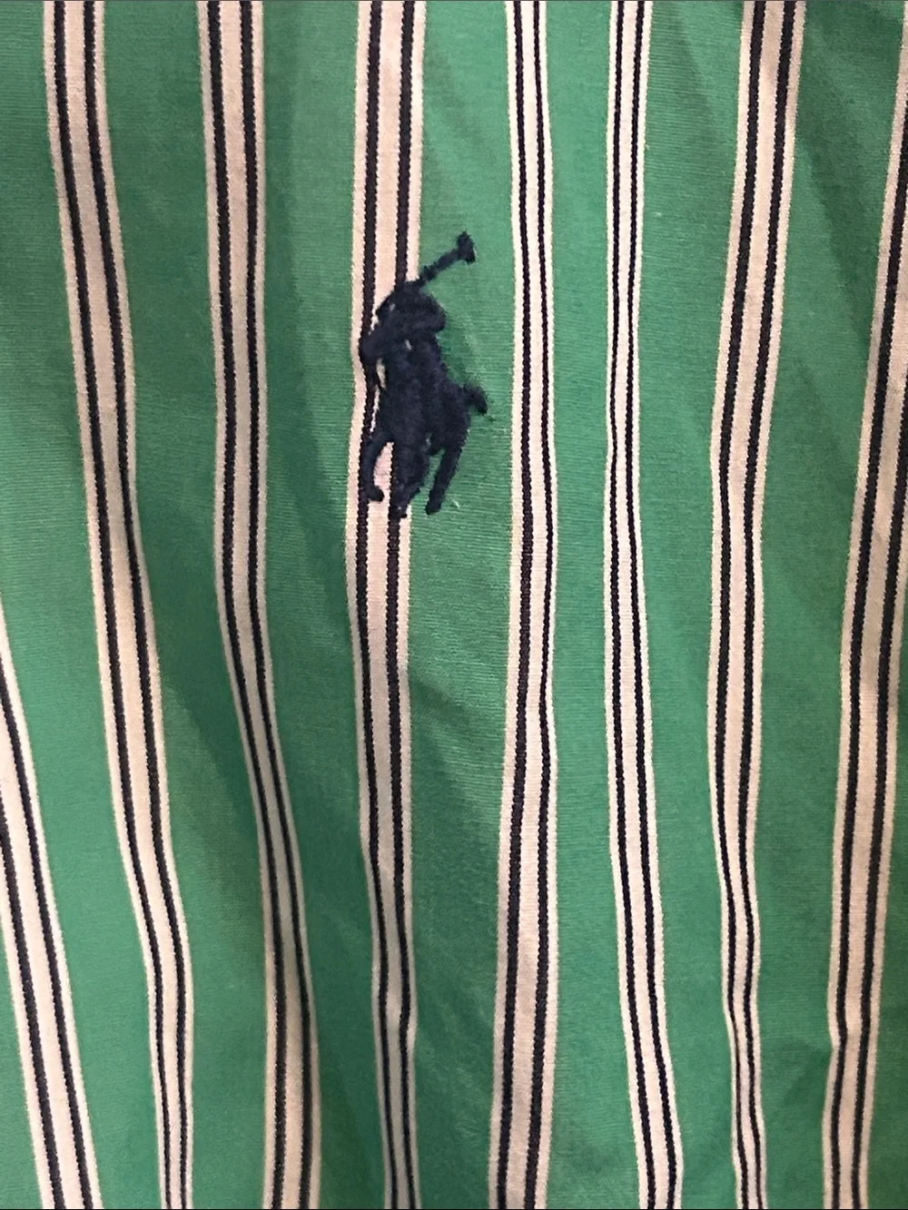 Vtg Polo Ralph Lauren Blake Shirt Mens L Green White Stripe 100% Cotton 90s Big
